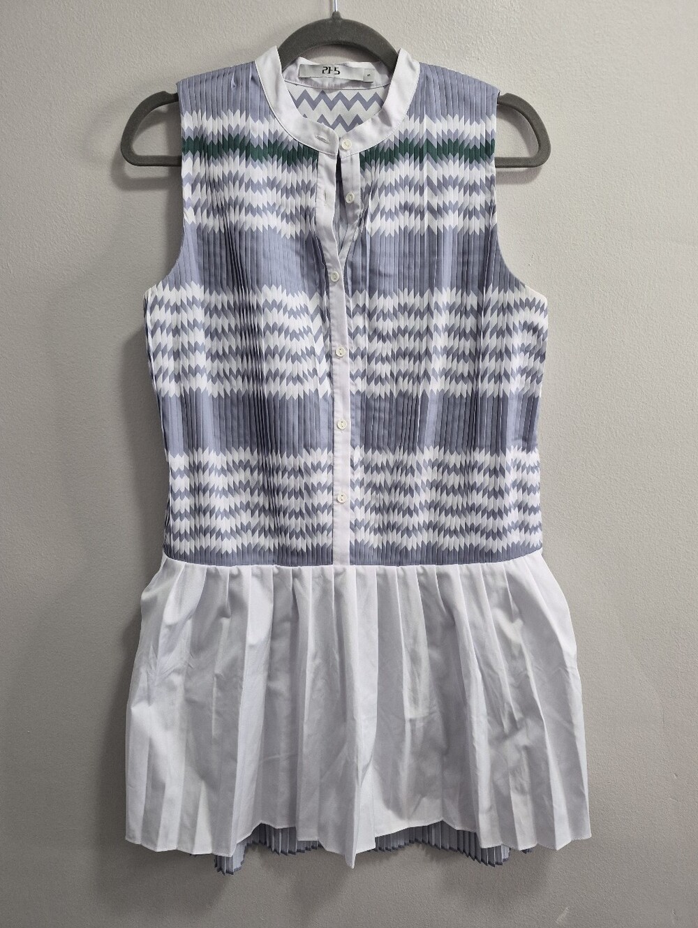 PH5 Pleated Striped Mini Shirt Dress Size Small